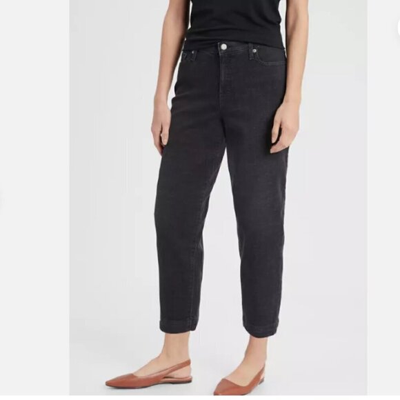 Banana Republic 90s Style Barrel High-Rise Tapered Black Wash Size 28/6 Jeans - Picture 1 of 6